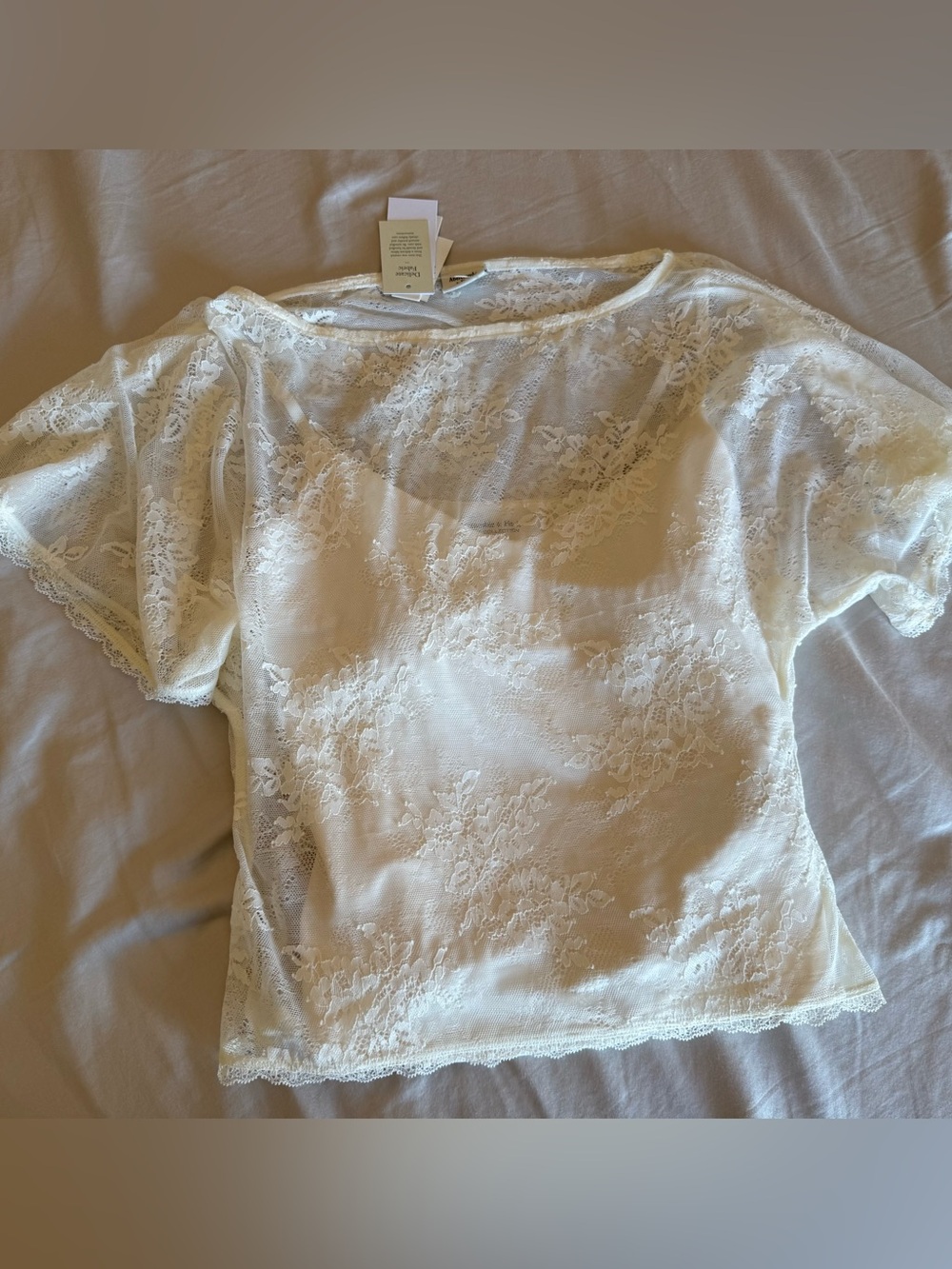Abercrombie & Fitch Bra Free Collection 2 Layer Floral Lace Top Blouse Cream S
